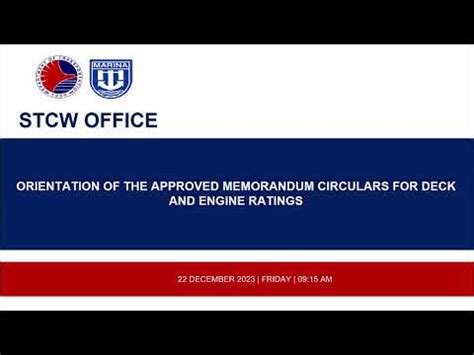 MARINA DECK & ENGINE Ratings COP Revised Memo Circular .